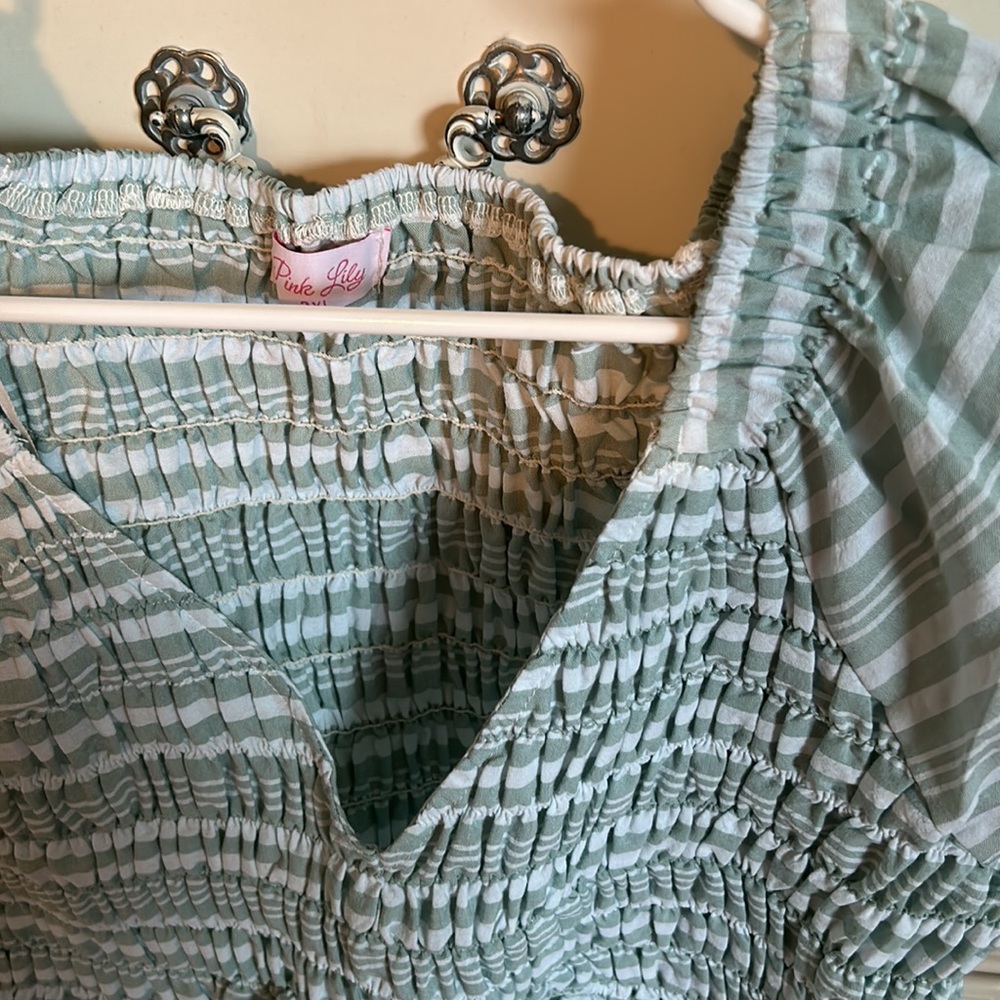 NWOT Pink Lily Sage Look Past The Future Smocked Blouse - Picture 4 of 11